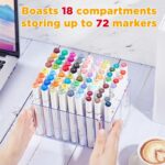 2 Pcs Acrylic Marker Organizer Desktop Storage Hold 144 Marker, Clear Pencil Holder Markers Pens Display Stand Art Brushes Stationary Organizer with 18 Compartments for Desk Home Office - Image 5