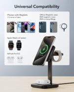 ESR 3 in 1 Wireless Charging Station for Apple[Certified] Portable Apple Watch Charger & MagSafe Charger Stand, Wireless Charger for Multiple Devices iPhone 16/15/14/13/12&Watch&AirPods, Black - Image 7