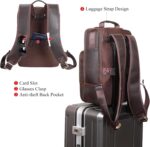 TIDING Full Grain Leather Backpack for Men, Vintage 15.6 Inch Laptop Bag Casual Bookbag Work Business Daypacks - Image 3