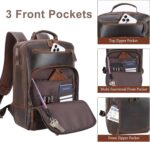 TIDING Full Grain Leather Backpack for Men, Vintage 15.6 Inch Laptop Bag Casual Bookbag Work Business Daypacks - Image 4