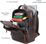 TIDING Full Grain Leather Backpack for Men, Vintage 15.6 Inch Laptop Bag Casual Bookbag Work Business Daypacks - Image 5