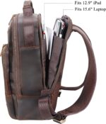 TIDING Full Grain Leather Backpack for Men, Vintage 15.6 Inch Laptop Bag Casual Bookbag Work Business Daypacks - Image 6