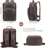 TIDING Full Grain Leather Backpack for Men, Vintage 15.6 Inch Laptop Bag Casual Bookbag Work Business Daypacks - Image 7