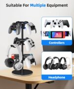Aluminum Alloy Controller Holder 3 360 Degree Rotation Tier,Headphone Stand - Gaming Controller Stand for Xbox PS5 PS4 Switch,Gaming Controller Headset Holder for Gaming Accessories - Image 4
