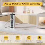 Kungfuking Pop Up Outlet Socket Recessed Retractable Power Strip Charging Station with 3 US Plug and 2 USB Ports for Kitchen Counter Island Conference Office, Black - Image 7
