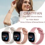 Engraved Silicone Bands Compatible with Fitbit Versa 4/ Fitbit Versa 3/ Fitbit Sense 2/ Sense Bands for Women Men, Soft Wildflower Sport Wristbands for SmartWatch Replacement Strap (3 Pack) - Image 5