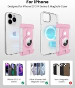 Magnetic Phone Wallet for Apple MagSafe, Card Wallet Holder for iPhone 15 Pro Max/15 Plus/15 Pro/15, 14 Pro Max/14 Plus/14 Pro/14, 13 Pro Max/13 Pro/13 (Pink (with AirTag Holder)) - Image 4