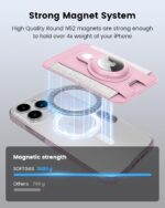 Magnetic Phone Wallet for Apple MagSafe, Card Wallet Holder for iPhone 15 Pro Max/15 Plus/15 Pro/15, 14 Pro Max/14 Plus/14 Pro/14, 13 Pro Max/13 Pro/13 (Pink (with AirTag Holder)) - Image 5