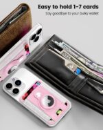 Magnetic Phone Wallet for Apple MagSafe, Card Wallet Holder for iPhone 15 Pro Max/15 Plus/15 Pro/15, 14 Pro Max/14 Plus/14 Pro/14, 13 Pro Max/13 Pro/13 (Pink (with AirTag Holder)) - Image 6