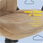 Serta Hannah Executive Home Office Desk Chair, Ergonomic Mid-Back with Lumbar Support, Firm Seat Cushion, Layered Body Pillows, Padded Armrests, Swivel Base, Easy Assembly, Microfiber, Beige - Image 10
