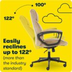 Serta Hannah Executive Home Office Desk Chair, Ergonomic Mid-Back with Lumbar Support, Firm Seat Cushion, Layered Body Pillows, Padded Armrests, Swivel Base, Easy Assembly, Microfiber, Beige - Image 11