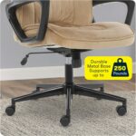 Serta Hannah Executive Home Office Desk Chair, Ergonomic Mid-Back with Lumbar Support, Firm Seat Cushion, Layered Body Pillows, Padded Armrests, Swivel Base, Easy Assembly, Microfiber, Beige - Image 13