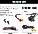 Car Backup Camera, 12 LED Night Vision Waterproof HD Rear View Camera, 170° Wide Angle Long License Plate Frame Reverse Camera for Universal Cars, SUV, Trucks, RV and More - Image 3