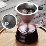 Unbreakable - Pour Over Coffee Maker with Permanent Stainless Filter 32 fl oz, Thickened Heat-Resistant Borosilicate Glass Dripper Coffee Brewer, Stovetop Safe, Pink - Image 4