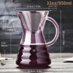 Unbreakable - Pour Over Coffee Maker with Permanent Stainless Filter 32 fl oz, Thickened Heat-Resistant Borosilicate Glass Dripper Coffee Brewer, Stovetop Safe, Pink - Image 5
