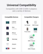 4-in-1 USB-C Cable (6ft), 100W USB-C Charger Cable with Hook-and-Loop Fastener and Cable Management, USB-C Cable/Fast Charging for MacBook, iPad, iPhone, Samsung, Green - Image 4