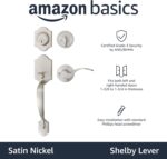 Amazon Basics Front Door Lock Set, Handleset with Shelby Lever, Level Door Handle, Exterior, Single Cylinder Packs, Satin Nickel, 1-Pack - Image 3