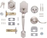 Amazon Basics Front Door Lock Set, Handleset with Shelby Lever, Level Door Handle, Exterior, Single Cylinder Packs, Satin Nickel, 1-Pack - Image 4