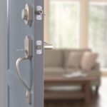 Amazon Basics Front Door Lock Set, Handleset with Shelby Lever, Level Door Handle, Exterior, Single Cylinder Packs, Satin Nickel, 1-Pack - Image 8