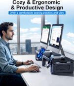 Dual Monitor Stand Riser for Desk - Length and Height Adjustable Computer Monitor Stand with Phone Tablet Stand - Multifunctional Dual Monitor Riser for Printer PC Computer Laptop TV (Black) - Image 4