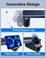 Dual Monitor Stand Riser for Desk - Length and Height Adjustable Computer Monitor Stand with Phone Tablet Stand - Multifunctional Dual Monitor Riser for Printer PC Computer Laptop TV (Black) - Image 5