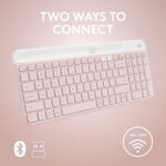 Logitech K585 Multi-Device Slim Wireless Keyboard, Built-in Cradle for Device; for Laptop, Tablet, Desktop, Smartphone, Win/Mac, Bluetooth/Receiver, Compact, Easy Switch, 24 Month Battery - Rose - Image 5