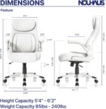 Nouhaus +Posture Ergonomic PU Leather Office Chair. Click5 Lumbar Support with FlipAdjust Armrests. Modern Executive Chair and Computer Desk Chair (White) - Image 3