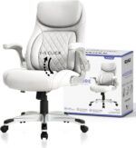 Nouhaus +Posture Ergonomic PU Leather Office Chair. Click5 Lumbar Support with FlipAdjust Armrests. Modern Executive Chair and Computer Desk Chair (White) - Image 4