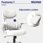 Nouhaus +Posture Ergonomic PU Leather Office Chair. Click5 Lumbar Support with FlipAdjust Armrests. Modern Executive Chair and Computer Desk Chair (White) - Image 7
