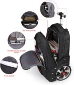 Rolling ,Waterproof Backpack with Wheels for Business, College Student and Travel Commuter, Carry on Backpack with Laptop Compartment, Fit 17 Inch Laptop, Wheeled Backpack for Adults - Image 6