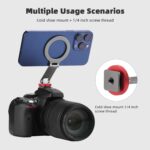 Cold Shoe Phone Mount Holder, Tripod Mount for iPhone Magsafe Magnetic Hot Shoe Camera Adapter with 1/4" Screw Hole for DJI Ronin Samsung Canon Nikon DSLR Photography Accessories - Image 4