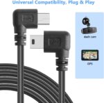 PASOW Mini USB Power Cable 90 Degree Right Angle (No Data Transfer) - USB 2.0 A-Male to Mini-B Car Vehicle Power Suppy Cord for Dash Cam (11.5FT) - Image 5