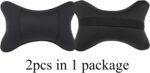 Car Neck Pillows Both Side Pu Leather 2pieces Pack Headrest Fit for Most Cars Filled Fiber Universal Car Pillow (Black) - Image 4