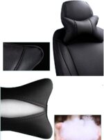 Car Neck Pillows Both Side Pu Leather 2pieces Pack Headrest Fit for Most Cars Filled Fiber Universal Car Pillow (Black) - Image 7