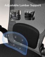 HUANUO Ergonomic Office Chair, High Back Desk Chair with Adjustable Lumbar Support & Headrest, Home Office Swivel Mesh Computer Chair Flip-Up Armrests, Executive Office Chair with Wheels - Image 4