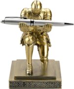 Knight Pen Holder Desk Organizers and Accessories Desk Decor Resin Pen Holder as Gift with a Cool Pen for Office and Home (Copper) - Image 4