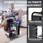 PLKOW Video Game Organizer, Rolling Video Game Storage Rack for Xbox/Switch/PS4/PS5 Accessories, Game Consoles Stand Controllers Holder, Perfect Holiday Present (Black) - Image 7