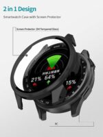 2pack Case for Garmin Approach S50, Protective Cover Smart Watch,Built-in 9H Tempered Glass Film, Hard PC,Easy to Install,Screen Protector for Garmin Approach S50(Black+Black) - Image 4