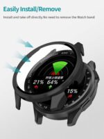 2pack Case for Garmin Approach S50, Protective Cover Smart Watch,Built-in 9H Tempered Glass Film, Hard PC,Easy to Install,Screen Protector for Garmin Approach S50(Black+Black) - Image 6