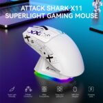 ATTACK SHARK X11 Lightweight Wireless Gaming Mouse with RGB Charging Dock,Tri-Mode-2.4G/USB-C Wired/BT,22K DPI,PAW3311 Optical Sensor,HUYU Switch, 5 programmable Buttons for PC/Mac(White&Sticker) - Image 3