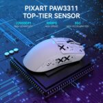 ATTACK SHARK X11 Lightweight Wireless Gaming Mouse with RGB Charging Dock,Tri-Mode-2.4G/USB-C Wired/BT,22K DPI,PAW3311 Optical Sensor,HUYU Switch, 5 programmable Buttons for PC/Mac(White&Sticker) - Image 6