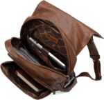 Montana West × Wrangler Brown Leather Laptop Backpack for Women Men Unisex Fashion Backpack Purse - Image 5