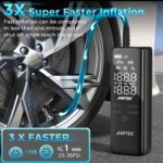 AGPTEK Tire Inflator Portable Air Compressor-150PSI & 5000mAh Tire Pressure Gauge Electric Air Pump,LCD Display with LED Light for Cars, Bikes & Motorcycle Tires, Balls - Image 3