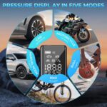 AGPTEK Tire Inflator Portable Air Compressor-150PSI & 5000mAh Tire Pressure Gauge Electric Air Pump,LCD Display with LED Light for Cars, Bikes & Motorcycle Tires, Balls - Image 9