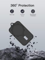 Case for Oura Ring 4 Charger,Soft Skin Silicone Case Cover with Keychain and Lanyard，Full Protective Case for Oura Ring 4 Charger Size 4/5/6/7/8/9/10/11/12/13/14/15-Black - Image 3