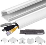 189in Cable Raceways，PHERKORM Flip-top Cable Management kit, Cable Cord Hider for TV on Wall, Cable Cover Concealer for Computer Network, White Cable Management -12xL15.8 W1.2 H0.6in - Image 2