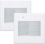 2 Gang Brush Wall Plate White 2 Pack, Double Gang Cable Management Kit for TV Coaxial, HDMI, Ethernet Cables, Speaker Wires and Power Cords Pass Through. - Image 2