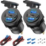 2 Pack 12V USB Outlet 4 Port Car Charger, 78W Super Fast Dual PD3.0 & QC3.0 Multiple USB Port for Car, USB C Cigarette Lighter Replacement 12 Volt Socket Waterproof for Marine Boat Motorcycle RV Golf - Image 2