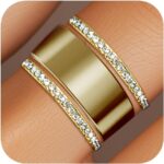 2-Pack 14K Gold Plated Stacking Rings for Oura Ring Gen 4/Gen 3, Cubic Zirconia Simulated Diamond Rings for Women - Image 2