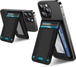 2-in-1 Magsafe Wallet, Adjustable Stand and Open ID Window, Magnetic Wallet for iPhone 16/15/14 Pro Max/14 Pro/14/14 Plus/13/12 Series, 9 Cards, Black Carbon Fiber - Image 2